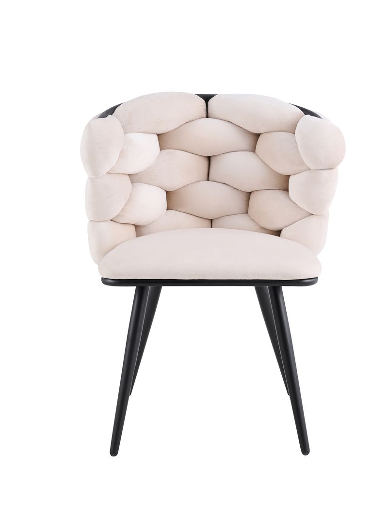 P Hcgzjb 1 CHAISE LOLIPOP PIED METAL NOIR VELOURS BEIGE