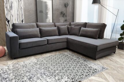 CANAPE BRISTOL ANGLE DROIT OLD VELOURS GRIS 316x230cm