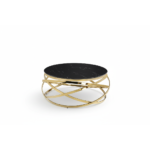 Table Basse EVOL structure Gold et plateau en verre D 90cm