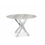 TABLE REPAS JESSICA CHROME MARBRE GREIGE 120x75cm