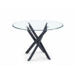 TABLE REPAS JESSICA METAL NOIR PLATEAU TRANSPARENT XXL 120 x 75