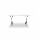 Table repas LEVANTO chrome plateau en verre trempé