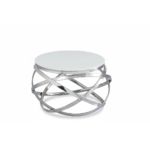 Table Basse EVOL structure chrome et plateau en verre D 80cm