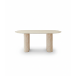 TABLE A MANGER ROXY PIED EFFET TRAVERTIN CERAMIQUE TRAVERTIN MAT 180x90cm