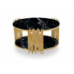 TABLE BASSE STICK GOLD MARBRE NOIR 90 x 45 CM