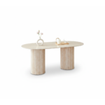 TABLE A MANGER KEYSHA PIED TRAVERTIN PLATEAU CERAMIQUE TRAVERTIN MAT 160CM