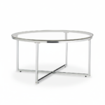 TABLE BASSE LORIE PIED CHROME TRANSPARENT 90CM