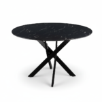 TABLE REPAS JESSICA METAL NOIR MARBRE NOIR 100X75CM