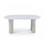 Table VENEZIA plateau céramique marbré blanc L 180 cm