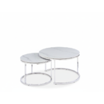 TABLE BASSE GIGOGNE CHROME CERAMIQUE 80x45cm+60x38cm