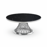 Table basse Deluxe Chrome plateau en verre marbré d100 cm