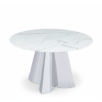 Table à manger CAPUCINE Chrome Marbre blanc
