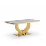 Table à manger TROFY 4 à 6 personnes Gold verre 150x90 cm