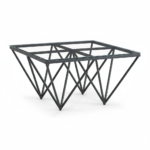 Table Basse carré GIZE pied métal noir et plateau en verre 80x80 cm