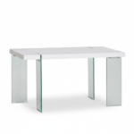 TABLE A MANGER LAQUEE PIED EN VERRE 150x90x75 cm