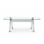 TABLE REPAS IXE METAL CHROME TRANSPARENT 180x90x75