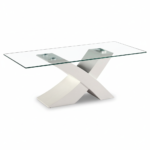TABLE REPAS BLANC LAQUÉ EN X 150x90x75 cm