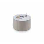 TABLE BASSE VALMY PIEDS BEIGE PLATEAU CERAMIQUE MARBRE BLANC 90X45