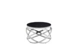 Table Basse EVOL structure chrome et plateau en verre D 60cm