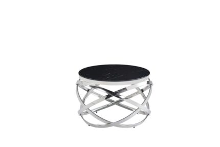 Table Basse EVOL structure chrome et plateau en verre D 60cm