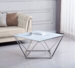 Table Basse ALINA Chrome plateau en verre trempé 80x80x45 cm
