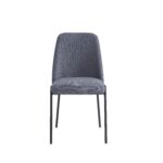 Lot de 4 Chaises Cali Tissu Effet Lin Anthracite Pieds Métal Noir 47x58.5x86.5 cm