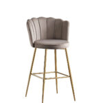 Lot 2 Tabourets de Bar Nymphea Velours Moka Pieds Gold