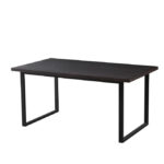 Table à Manger BELGRADE Bois MDF Noir Pieds Métal Noir 160x90 cm