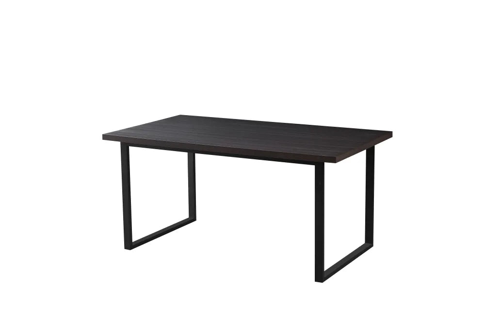 0 2215.jpg Table à Manger BELGRADE Bois MDF Noir Pieds Métal Noir 160x90 cm