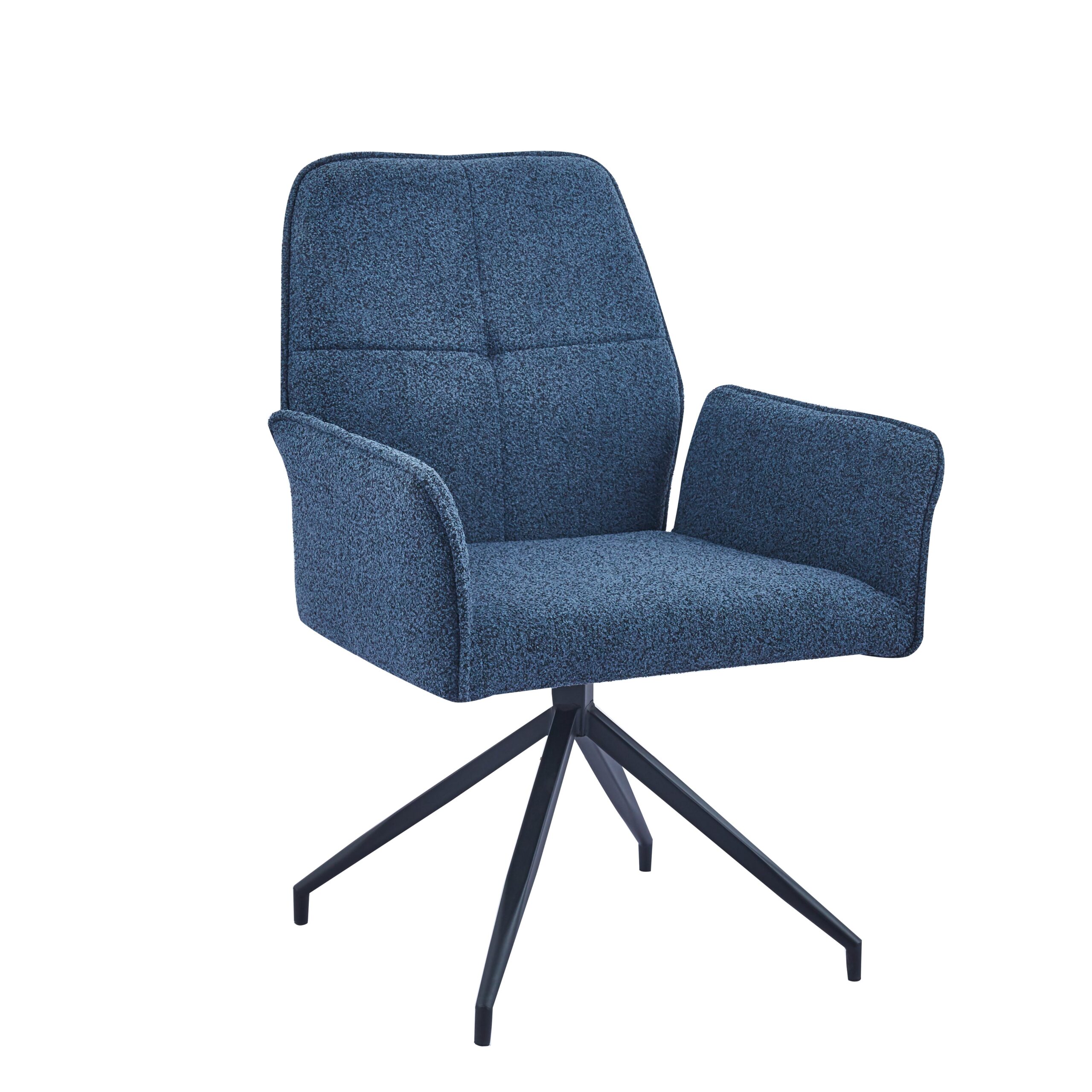 0 2382.jpg Lot 2 Chaises de Bureau Lutetia Tissu Tweed Bleu Pieds Métal Noir 65x62x87cm