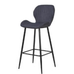 Lot 4 Tabourets de Bar Prado Tissu Gris Anthracite Pieds Métal Noir 51x41x102cm