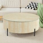 Table Basse Ronde Lira Céramique Travertin Naturel Vert