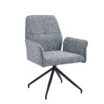 Lot 2 Chaises de Bureau Lutetia Tissu Tweed Anthracite Pieds Métal Noir 65x62x88cm