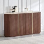 Buffet Ovale Terra Travertin Bois Noyer Vert