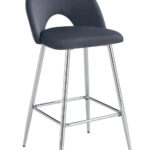 Lot 2 Tabourets de Bar Teddy Velours Anthracite Pieds Chrome 47x36x98cm