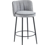 Lot 2 Tabourets de Bar Cathy Gris Pieds Métal Noir