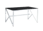 Table à Manger Majestique Verre Trempé Marbré Noir Pieds Chrome 150x90 cm