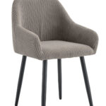 Lot 2 Chaises Salle à Manger Peach Accoudoirs Moka Pieds Métal Noir