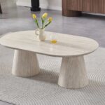 Table Basse Monza Ovale Travertin Naturel Vert