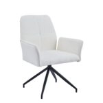 Lot 2 Chaises de Bureau Lutetia Tissu Doudou Pieds Métal Noir 65x62x88cm