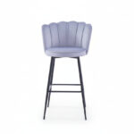 Lot 2 Tabourets de Bar Nymphea Velours Anthracite Réglables Pieds Métal Noir Hauteur Assise 69cm