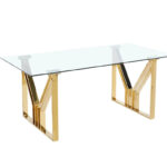 Table à Manger Igrec Verre Transparent Pieds Dorés