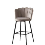 Lot 2 Tabourets de Bar Nymphea Velours Moka Réglables Pieds Métal Noir Hauteur Assise 69cm