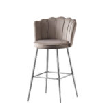 Lot 2 Tabourets de Bar Nymphea Velours Moka Pieds Chrome