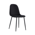 Lot 4 Chaises Salle à Manger Scandinave Alvéole Velours Noir Pieds Métal Noir