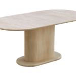 Table à Manger Ovale Inaya Travertin Vert Scandinave