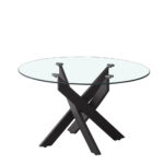 Table Basse Jessy Ronde Verre Trempé Transparent Métal Noir D80x45 cm