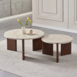 Tables Basses Gigognes Zora Travertin Noyer Vert