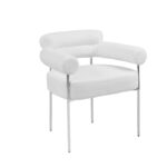 Lot 2 Chaises Salle à Manger Bulle Accoudoirs Velours Doudou Pieds Chrome 72x60x77cm