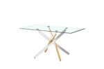 Table à Manger Jessica Verre Transparent Pieds Dorés Chrome 180x90 cm